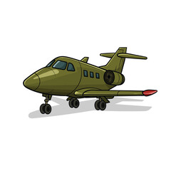 cartoon jet plane rendered in flat vector style featuring cheerful colors and cute rounded design suitable for kids