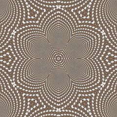 Fototapeta premium A mesmerizing floral kaleidoscope pattern with concentric circles in brown and white, forming a detailed and symmetrical design.