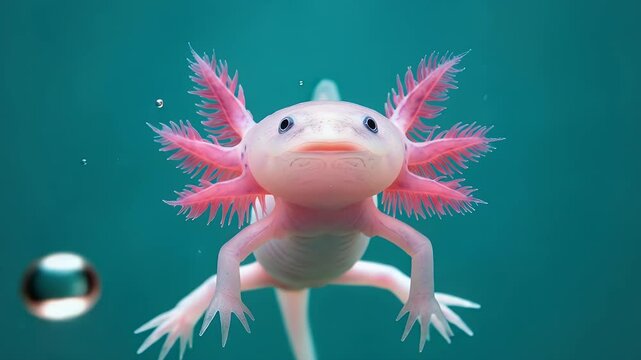 Axolotl Salamander with Vibrant Pink Gills