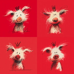 set of funny pigs