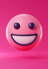 Fototapeta premium Pink Joy: A 3D Emoji Smile AI Generated