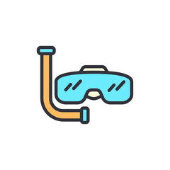 Snorkel colored icons, minimalist vector illustration ,simple transparent graphic element .Isolated on white background