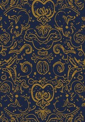 Midnight Gold: Intricate Linework Pattern AI Generated