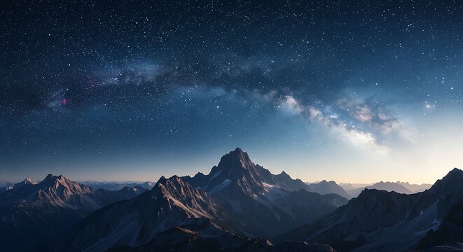 Celestial Peaks: Milky Way Majesty AI Generated