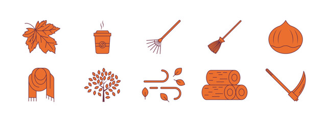 Autumn icons set. Autumn vector icon concept. Simple vector line icon.