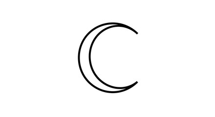 Fototapeta premium Crescent moon symbol line art illustration on a clean white background