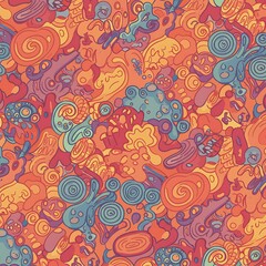 Fototapeta premium Whimsical Doodle Burst: Psychedelic Pattern AI Generated