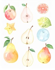 淡い色味の果物のイラスト