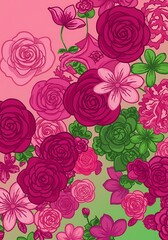 Floral Flourish: A Hand-Drawn Garden AI Generated