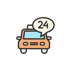 Taxi service colored icons, minimalist vector illustration ,simple transparent graphic element .Isolated on white background