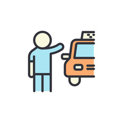 Taxi service colored icons, minimalist vector illustration ,simple transparent graphic element .Isolated on white background