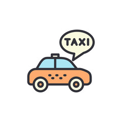Taxi car colored icons, minimalist vector illustration ,simple transparent graphic element .Isolated on white background