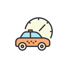 Taxi time colored icons, minimalist vector illustration ,simple transparent graphic element .Isolated on white background
