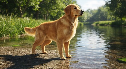 Golden Hour by the River AI Generated