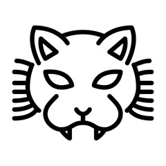 therian mask outline icon. cat mask black line illustration.