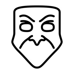 bauta mask outline icon. carnival mask black line illustration.