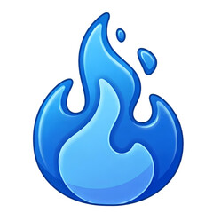 Bright 3D blue Flame Icon on White Background
