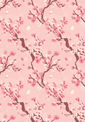 Fototapeta premium Pink Blossom Dreamscape: A Watercolor Pattern AI Generated