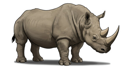 Obraz premium Majestic rhinoceros illustration standing tall with powerful presence art