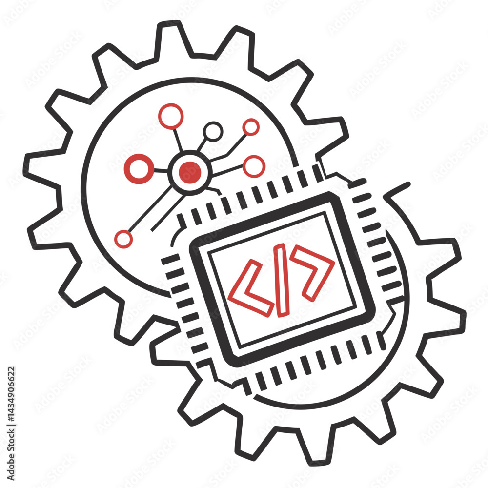 Fototapete software development icon silhouette vector illustration isolated on a transparent background