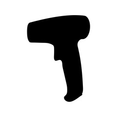 Silhouette of a Black Barcode Scanner transparent . or Handheld Reader on a