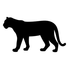 Silhouette of a panther in black against transparent . a showcasing its powerful form