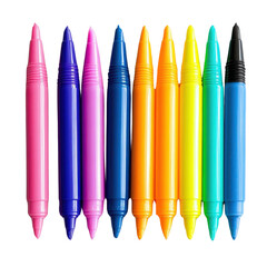 Set of colorful felt-tip pens isolated on transparent or white background.