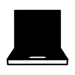 A simple minimalist black and depiction transparent . of an open laptop computer display screen