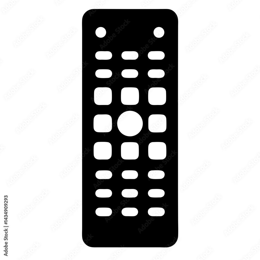 Poster black remote control with multiple buttons used transparent . for adjusting settings on electronic d