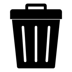 Black silhouette of a trash can, transparent . representing waste disposal, deletion and removal of items