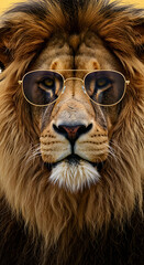 Naklejka premium Lion with Sunglasses: King of Cool