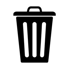 Black and trash can icon transparent . illustration for waste management or recycling concepts