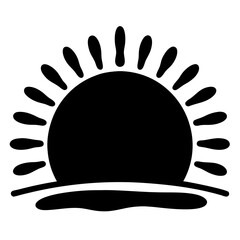 Abstract sunset silhouette above water or land with a stylized, transparent . minimalist design approach