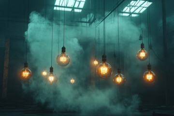 A hot air balloon lifts off, surrounded by colorful steam at a festival, against a clear blue sky.