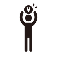 お金を獲得した人のピクトグラムアイコン