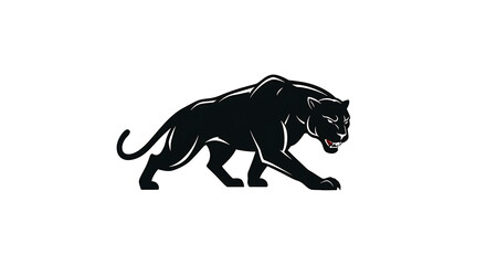 Fototapeta premium Silhouette of a black panther stalking prey with teeth showing vector
