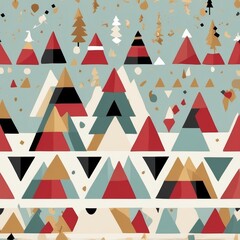 Obraz premium Seamless Flat Design Vector Christmas Pattern with Minimalist Holiday Icons