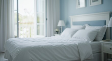 Serene Bedroom Haven: A Tranquil Retreat of White and Blue