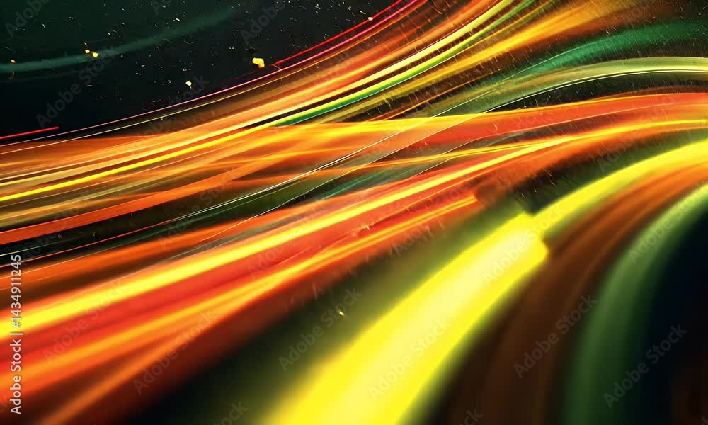 Poster a background of golden and green light streaks, creating an elegant and futuristic atmosphere. the s
