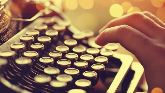 Vintage Typewriter, Hand Typing, Bokeh Background