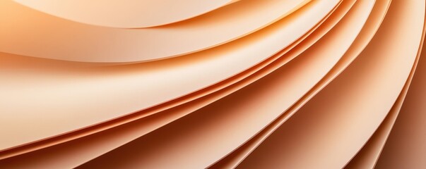 Fototapeta premium A close-up view of elegantly curved layers of soft, warm-colored paper or fabric, showcasing smooth textures and gentle gradients.