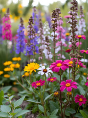 Realistic flowering plants foreground