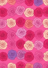 Rose Rhapsody: A Hand-Drawn Floral Pattern AI Generated