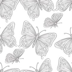 Fototapeta premium Intricate Line Art: Butterfly Dance AI Generated