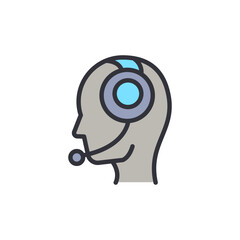 Technical support colored icons, minimalist vector illustration ,simple transparent graphic element .Isolated on white background