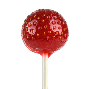 Red lobok with strawberry on top isolated on transparent background.