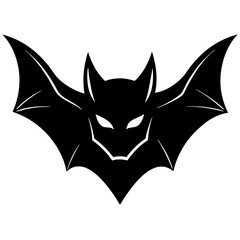 Bat head silhouette vector on white background 
