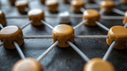 Network of wooden nodes, connected, singular spot