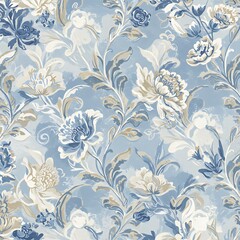 Whimsical Blooms: A Blue Watercolor Dream AI Generated