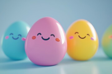 colorful easter eggs cute smiles
